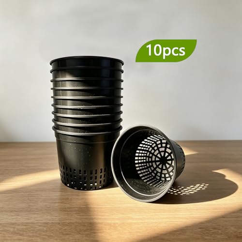 Heavy Duty Net Pots, 5 inch | Hydroponic Cups, Garden Slotted Mesh, Plant Nursery, For Hydroponics - size: 5 inch
