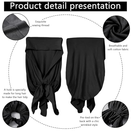 Syhood Slip on Pre Tied Head Scarves for Women - color: Black