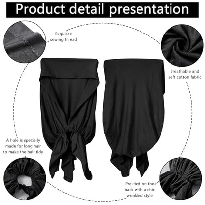 Syhood Slip on Pre Tied Head Scarves for Women - color: Black