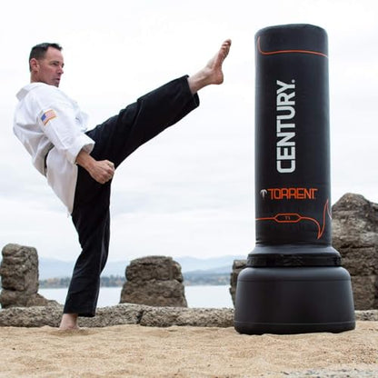 Century Torrent Freestanding Punching Bags - T1 or T2 Options | Black Free Standing Training Heavy Bag | Ideal for Martial Arts, Boxing, Kickboxing and Cardio Workouts | Designed for Men and Women