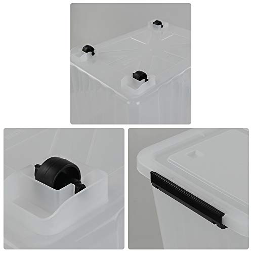 Kekow 4-Pack Clear Plastic Large Storage Box, Latch Bin with Wheels, 30 L | Easy-Glide Wheels, Sturdy Plastic Build, Easy Content Identification, Multi-Purpose Storage Bin, for Home Office Garage Use - size: 30 L