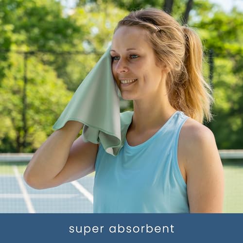S&T INC. Seude Microfiber Gym Towels & Carry Bags, 3 Pack, 12" x 40", Green | Absorbent and Lightweight Camping Towel, Cooling Towel with Bags, Quick-Dry and Compact for Tavel, Machine Washable - color: Sage (3 Pack)