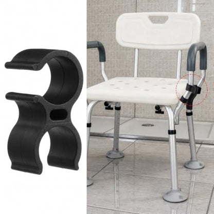 2PCS Shower Chair Shower Head Holder Clip Black Universal Clip | Replacement Bracket on Showerhead Clamp for Handheld Wand,Fits 22mm/0.86in Bath Chair Poles for Elderly,Disabled - color: Black