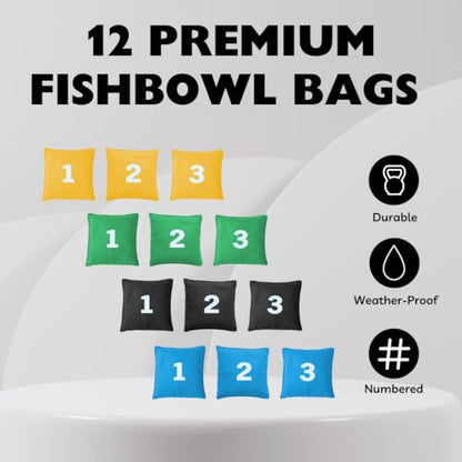 The Ultimate Bag Toss Yard Game - Portable Game Set Lawn & Beach for Family, College and Adults - Includes 12 Bags, Collapsible Base, Game Board & Case - Outdoor Games - Cornhole Set