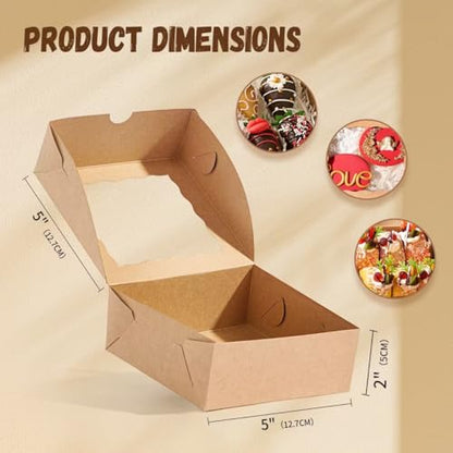 20 Pcs 5x5x2 Inch Cookies with Window Bakery Boxes Soap Box Chocolate Truffle boxes Macaron Boxes Gift Cake Boxes Treat Boxes for Browine pastries, Dount or gifts goodies Party Favor - size: 5"X5X2"