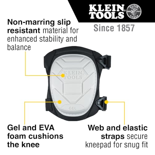 KLEIN TOOLS 60896 Knee Pad, Non-Marring, Gel-Like Padding, Semi-Round Stabilizing Knee Pads with Adjustable Straps for Construction and Flooring - size: Non-Marring Stabilizer
