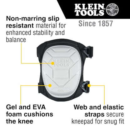 KLEIN TOOLS 60896 Knee Pad, Non-Marring, Gel-Like Padding, Semi-Round Stabilizing Knee Pads with Adjustable Straps for Construction and Flooring - size: Non-Marring Stabilizer