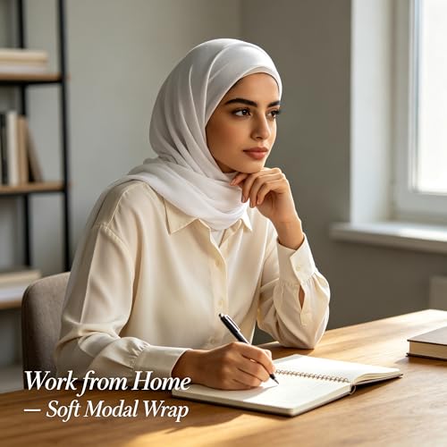Jersey Hijab Scarf for Women,Lightweight Muslim Turban Head Scarf Modal Feel Hijab Coverings for Prayer with Clip - color: White