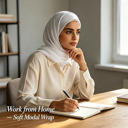 Jersey Hijab Scarf for Women,Lightweight Muslim Turban Head Scarf Modal Feel Hijab Coverings for Prayer with Clip - color: White