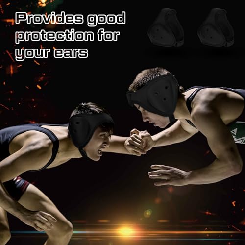 Jerify 6 Pcs Wrestling Headgear for Kids Youth Soft Grappling Headgear Wrestling Adjustable Wrestling Ear Guard Protective, Black
