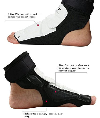 Taekwondo Foot Protector Leather Karate Boxing Sparring Gear Foot Guard Protective Foot Gear for Men Women Kids Kung Fu Training MMA Fight Punch Bag - size: Medium