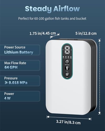 Pawfly USB Rechargeable Bait Aerator for Fishing, Portable Oxygen Pump for 5 to 100 Gallon Buckets, Livewells and Minnow Tanks - style: 60 to 100 Gal (Upgraded Kit)