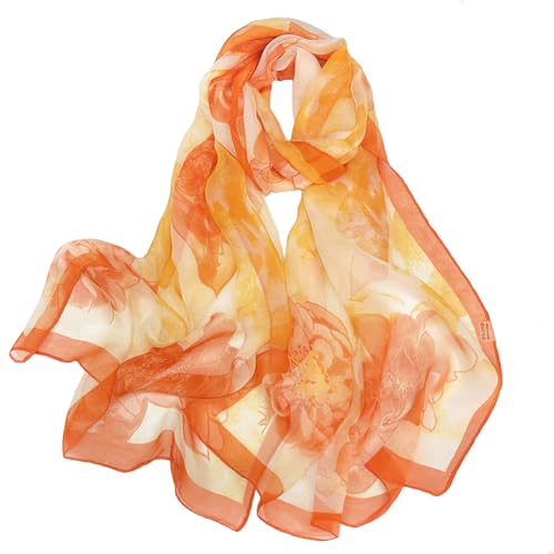 Pokeedioty Scarfs for Women Lightweight Fashion Scarves Elegant Floral Pattern Sheer Scarfs Sunscreen Shawls Wraps - color: P 0146