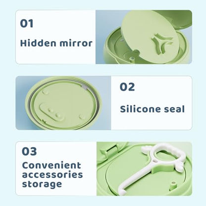 Retainer Case for Cleaning,Denture Bath Case with Strainer Basket No-Leak Mouth Guard Cute with Retainer Removal Tool and Brush(Green Hanburger) - color: Green Hanburger