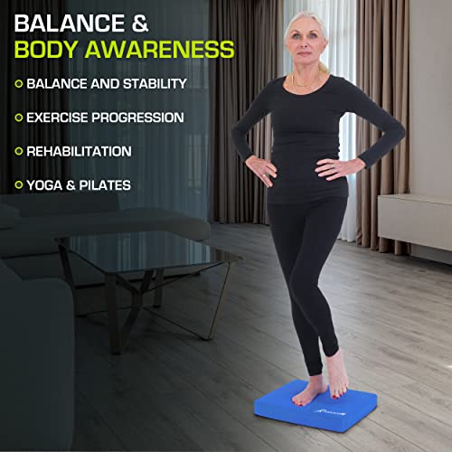 ProsourceFit Exercise Balance Pad, Non-Slip Cushioned Foam Mat & Knee Pad for Fitness and Stability Training, Yoga, Physical Therapy - color: Blue, size: L - (15.5" x 12.75")