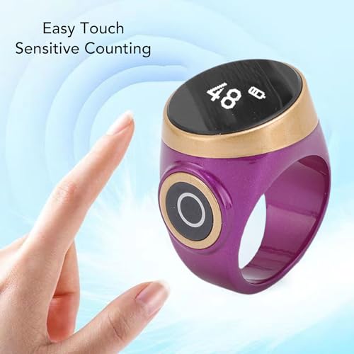 Smart Counter, Digital LCD Screen Rechargeable Electronic Tally for Muslim Islamic Prayer Work Sports, Finger Counter Touch Control - color: Purple