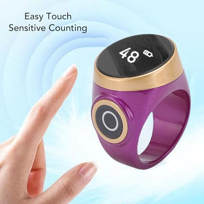 Smart Counter, Digital LCD Screen Rechargeable Electronic Tally for Muslim Islamic Prayer Work Sports, Finger Counter Touch Control - color: Purple