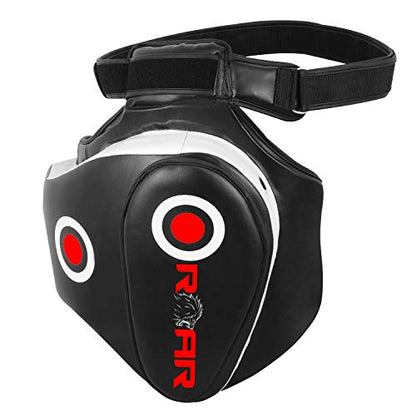 ROAR MMA Kickboxing Thigh Pads Training Kick Muay Thai Leg Protector Guard (BLK/White, Pair)