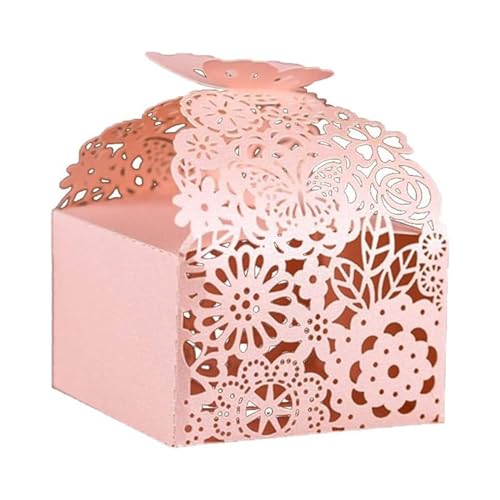 Laser Cut Butterfly Favor Boxes, Pink, 50pcs - color: Pink