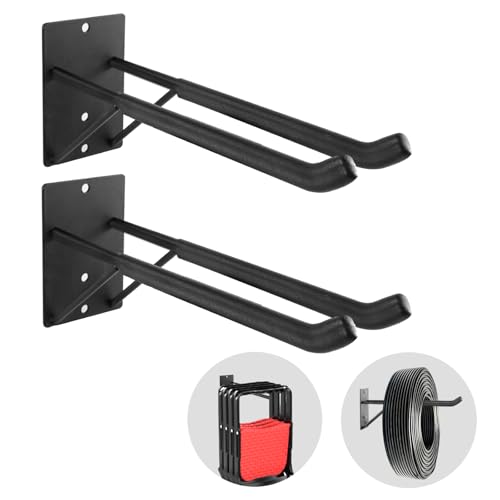 14" Large Heavy Duty Garage Hooks, 2-Pack Steel Garage Storage Hooks with Support Rods, Utility Wall Mount Hangers for Power Tools, Car Tires, Ladders, Chairs, Garden Tools and More - size: 2-Pack 14" Heavy Hooks