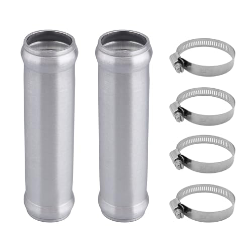 AC PERFORMANCE 1" (25mm) OD Aluminum Alloy Hose Joiner Silicone Pipe Connector Bead, 4" Length with 304 SS Clamps, Pack of 2 - size: 1" (25mm) - 2PCS