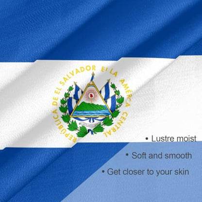 Bandana Square Head Scarf for Women Satin Hair Wrap Fashion Headband 27" - color: El Salvador Flag