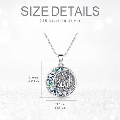 PROESS 925 Sterling Silver Hamsa/Allah Necklace Evil Eye Amulet Jewelry Gifts for Men Women - style: Allah Necklace