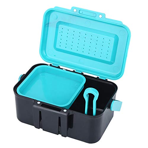 Fishing Lure Boxes, Portable Plastic Fishing Bait Holder Box with Carry Handle Waist Buckle 2 Compartments for Fishing Lovers
