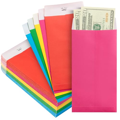 Mr. Pen- Money Envelopes for Cash, 6.5" x 3.5", 100 Pack, Kraft Paper | Self-Adhesive Bulk Cash Envelopes for Budgeting, Money and Coin Saving, Check, Budget, Small Item Organizing - color: Colorful, size: 100 Pack