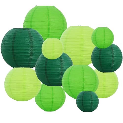 BEISHIDA Green Mix Paper Lanterns 12Pcs 6/8/10/12 Inch Round Chinese Lamp - color: Green Mix, size: 6、8、10、12 Inch