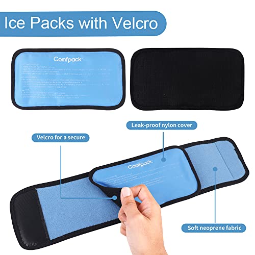 Comfpack Cold Therapy Wrap with 2 Packs for Pain Relief, Reusable Gel Ice Packs for Foot Plantar, Wrist, Ankle, Great for Sprains, Muscle Pain, Bruises, Injuries - size: Blue, style: 1 Sleeve + 2 Gel Packs