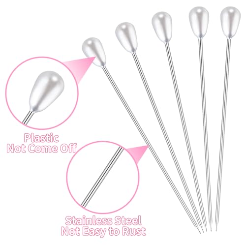 Pins for Flower Bouquets 100pcs Long Teardrop Pearl Pins,White Pearl Boutonniere Pins for Sewing Flower Decorations Wedding Supplies Decorations Jewelry Making.