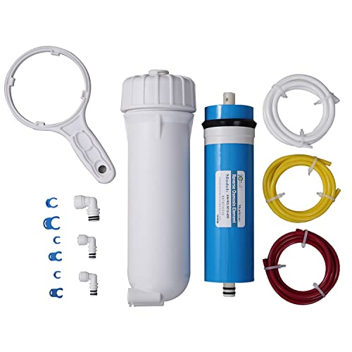 Huining 3012-400GPD Reverse Osmosis Membrane Housing Kit with 3/8 1/4 Quick Connector,Water Pipe,Wrench Whole Set Compatible with Residential Household Water Filtration System - style: 400GPD kit
