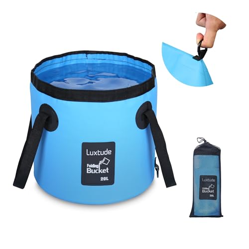 Collapsible Bucket with Handle, Portable 5 Gallon Bucket for Camping, Fishing, Beach, Gardening, RV & Outdoor Emergency, Heavy-Duty & Ultra Lightweight Water Storage Container - color: Blue