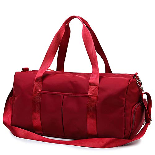 Sports Gym Bag for Women Travel Duffel Bag with Wet Pocket and Shoes Compartment for Training Swim Yoga(Red) - color: Red