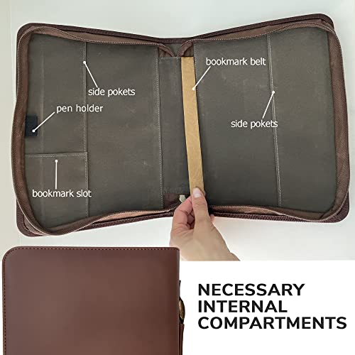 DEHITE Bible Cover Case for Men – Bible Carrying Case for Men – Brown Extra Large Holder – Bag Fits Book 11.12 x 8 x 2.12 in – Pen Slots – Zippered Pocket – Premium Faux Leather – Christian Gift - size: Extra Large Brown