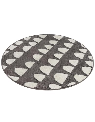 Rugs.com - Whimsy Kids Rug – 3 Ft Round Dark Gray Easy-Clean Stain-Resistant Area Rug for Playrooms, Nurseries, and Kids Bedrooms - color: Dark Gray, size: 3'3" (Round)