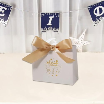 10pcs Eid Gift Bags Ramadan Snack Bags with Gold Ribbon, Reusable Eid Mubarak Bags for Presents Festive Party Wrapping - color: Style2