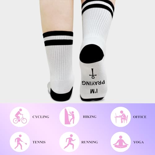 I'm Not Sleeping - Christian Faith Cross Socks Crew Socks, Religious Socks for Adults Teens Prayer, Pastor Gifts - color: White and Black