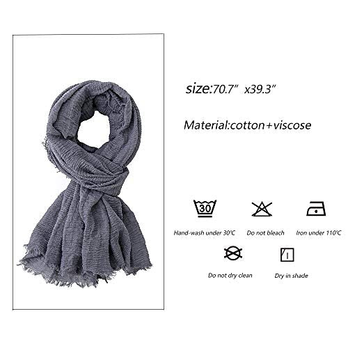 EVQ Soft Cotton Hemp Scarf Wrap Long Hijab Scarves for Women - color: Black+white+dark Gray