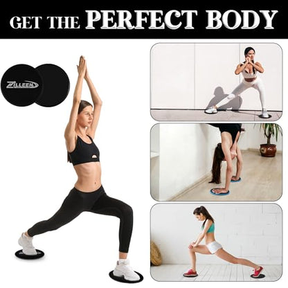 ZILLEEN Exercise Sliders for Working Out Pilates Fitness Discs 10pcs | Strength Slides for Yoga Pilates Aerobics Lunges Squats, Women & Men - color: Blue