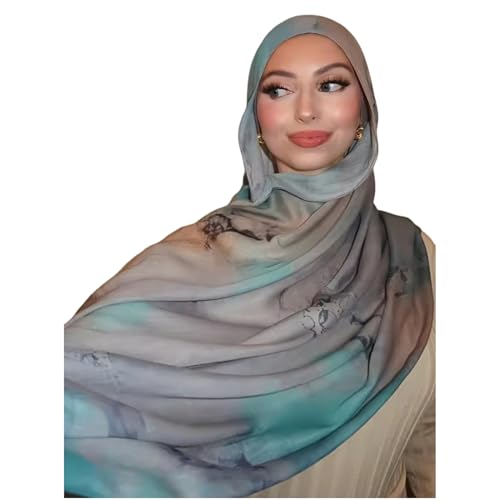 ZGMYC Watercolour Floral Printed Hijab Scarf for Women Soft Modal Cotton Instant Hijab Head Wraps Shawls Long Scarves - color: Color 27