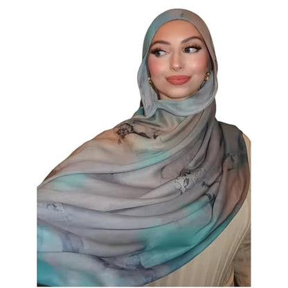 ZGMYC Watercolour Floral Printed Hijab Scarf for Women Soft Modal Cotton Instant Hijab Head Wraps Shawls Long Scarves - color: Color 27