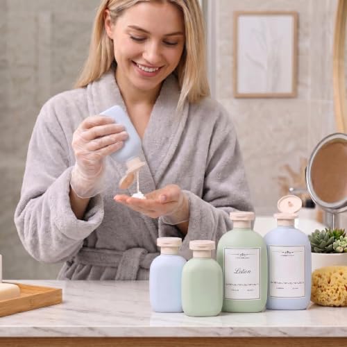 DEMORA 3.4oz Refillable Empty Plastic Travel Bottles Set, 8 Pcs Leak Proof Squeeze Bottles with Flip Cap, TSA Approved Travel Containers for Shampoo, Conditioner, Lotion, Toiletries
