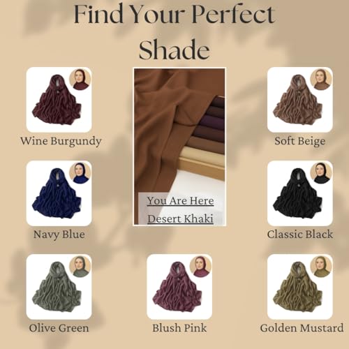 Premium Breathable Modal Cotton Hijab for Women, Lightweight, Non-Slip, Soft & Elegant Scarf for Everyday Wear - color: Warm Camel Brown