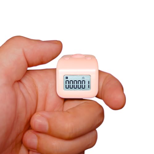 Rechargeable Finger Counter, IPX8 Waterproof Lap Counter, Silent 6 Channels Digital Tasbih Tally Clicker with LED for Prayer Swimming Knitting Gift - color: Pink