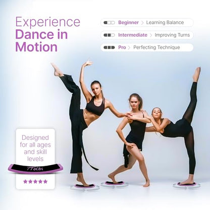 Turn Board for Dancers and Skaters, Ballet and Figure Skating Spinner | Off-ice trainer to improve spins, turns and balance for ballet, ice skating, cheer and gymnastics, all levels - color: Purple