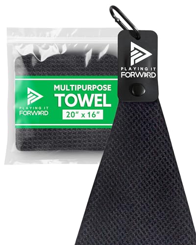 Magnetic Multi Sport Microfiber Towel for Gym, Running, Tennis, Workout, Golf Bags, Strong Magnet Hold, Gym Towels, Magnetic Golf Towels, Fast Drying, Men & Women, Black - color: Black