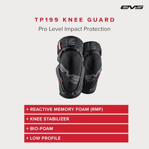 EVS TP199 Travis Pastrana, Moto Knee/Shin Guard, Reactive Memory Foam | CE Level 2 knee protection w/ RMF impact foam, breathable air mesh, stabilizer sleeve, silicone grippers, polyflex shin guard - color: Black (Lite), size: Large-X-Large