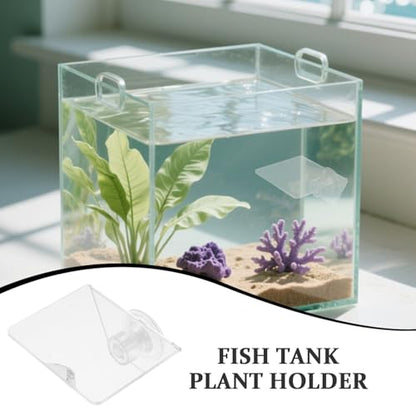 2pcs Aquarium Shelf, Acrylic Plant Holder with Suction Cup, Transparent Ledge Shelf for Fish Tank Small Floating Platform for Aquatic Plants Coral Display